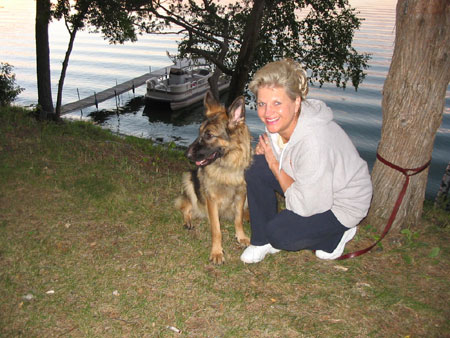 Personal Protection Dog with her satisfied owner after their morning walk.