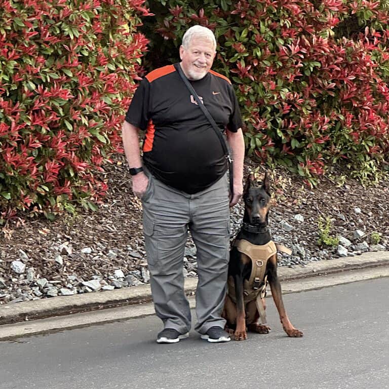 Protection Dog- HERO the European Doberman with his proud owner