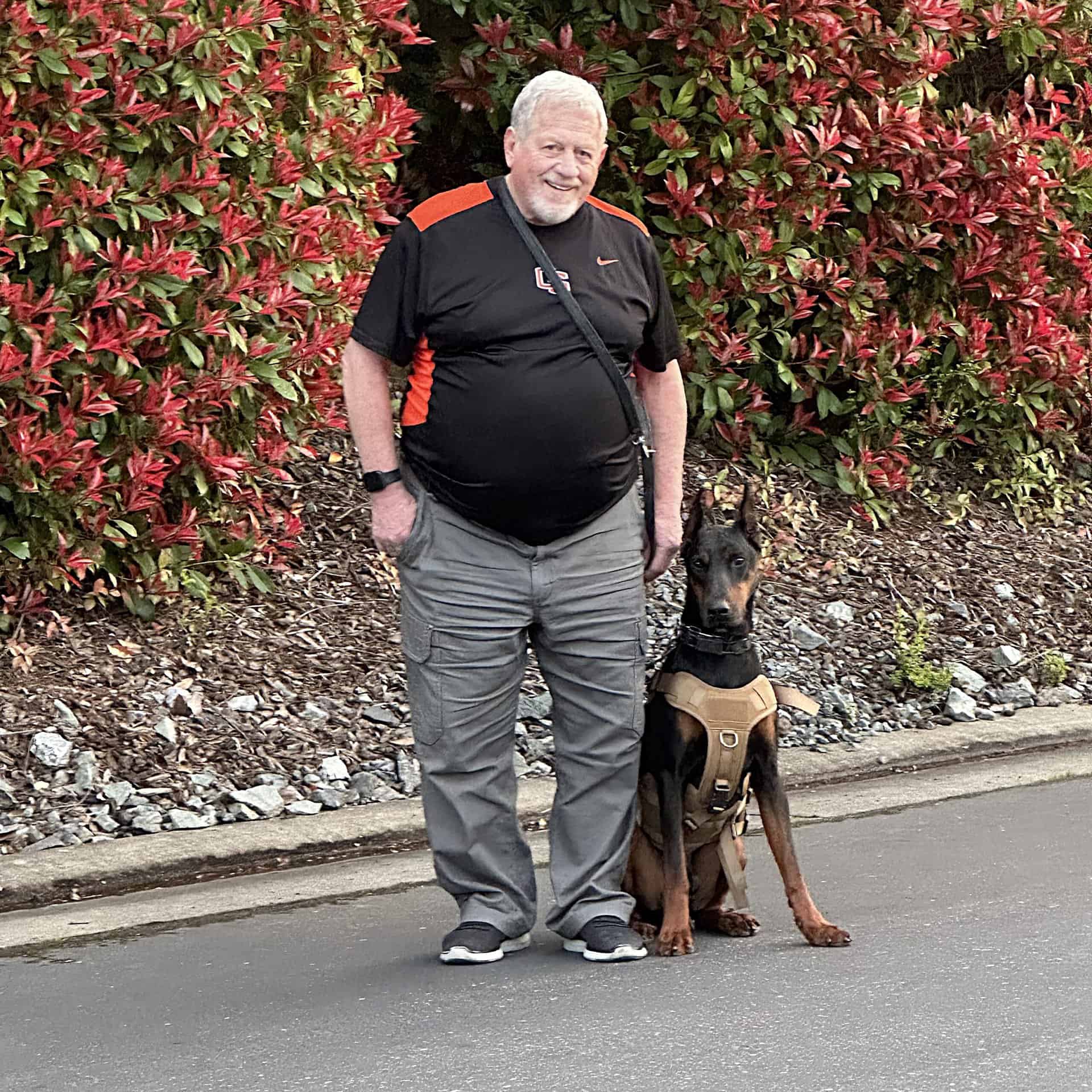 Protection Dog- HERO the European Doberman with his proud owner